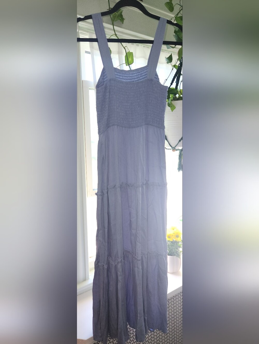 Smocked Tiered Maxi Dress in Slate Blue - Picture 2 of 5